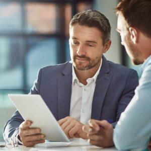 Businessman looking at paperwork